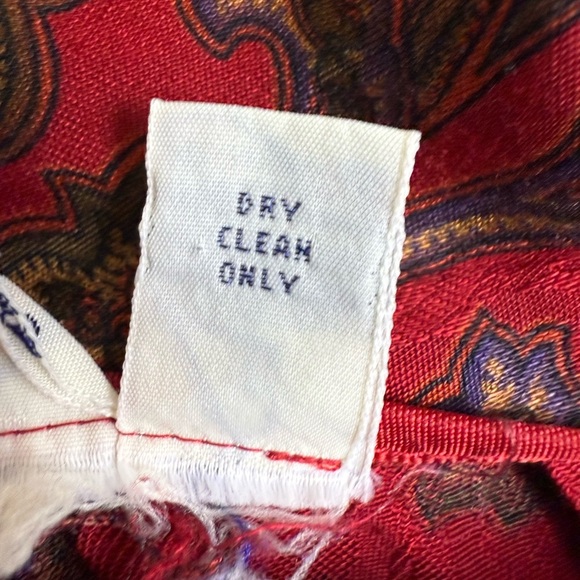 Women’s vintage pleated skirt red paisley print size 16 with pockets - Picture 8 of 9